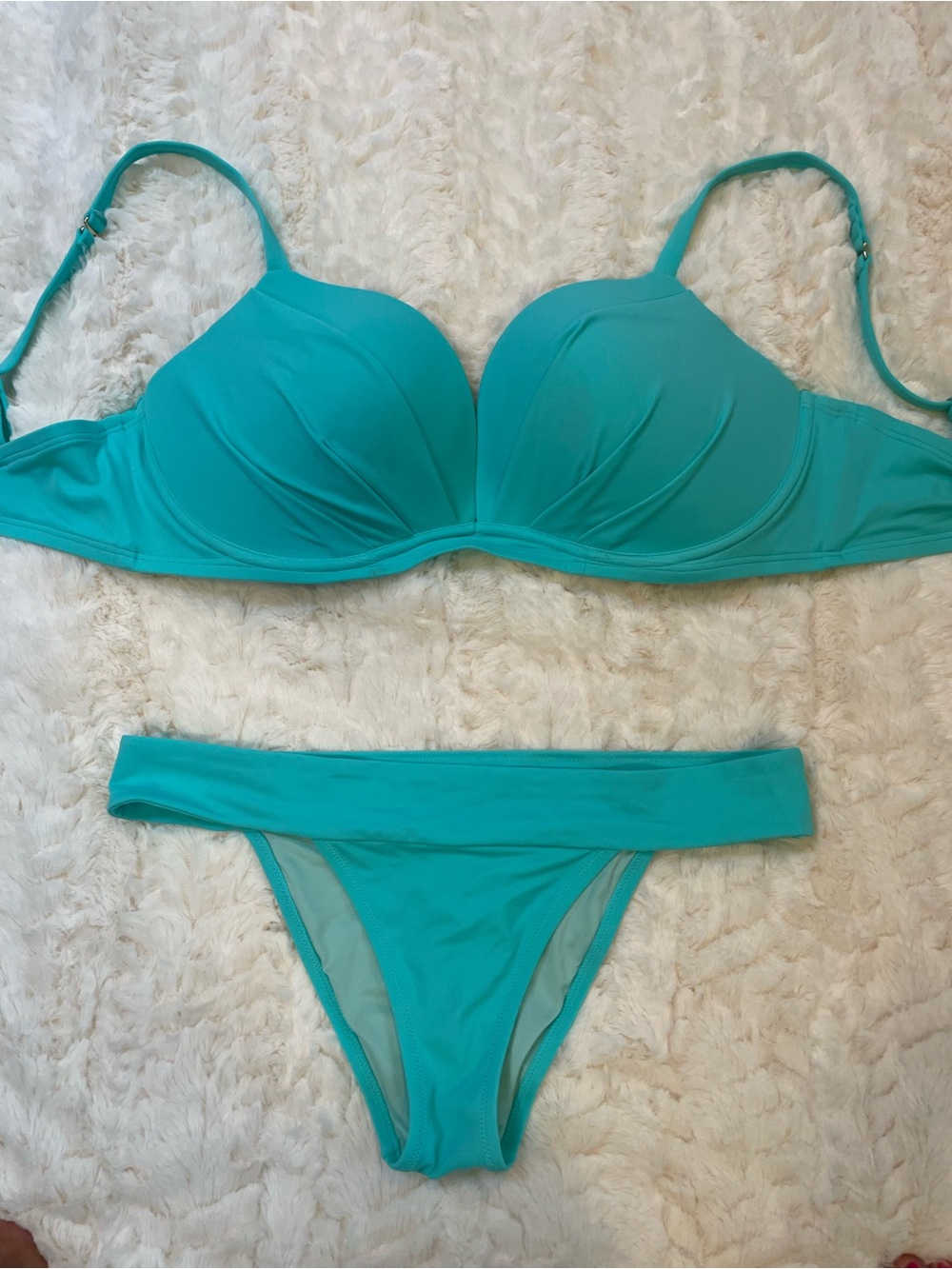 Turquoise Underwire Bikini Set - Women Swim. Victoria Secret padded pushup 38 DD